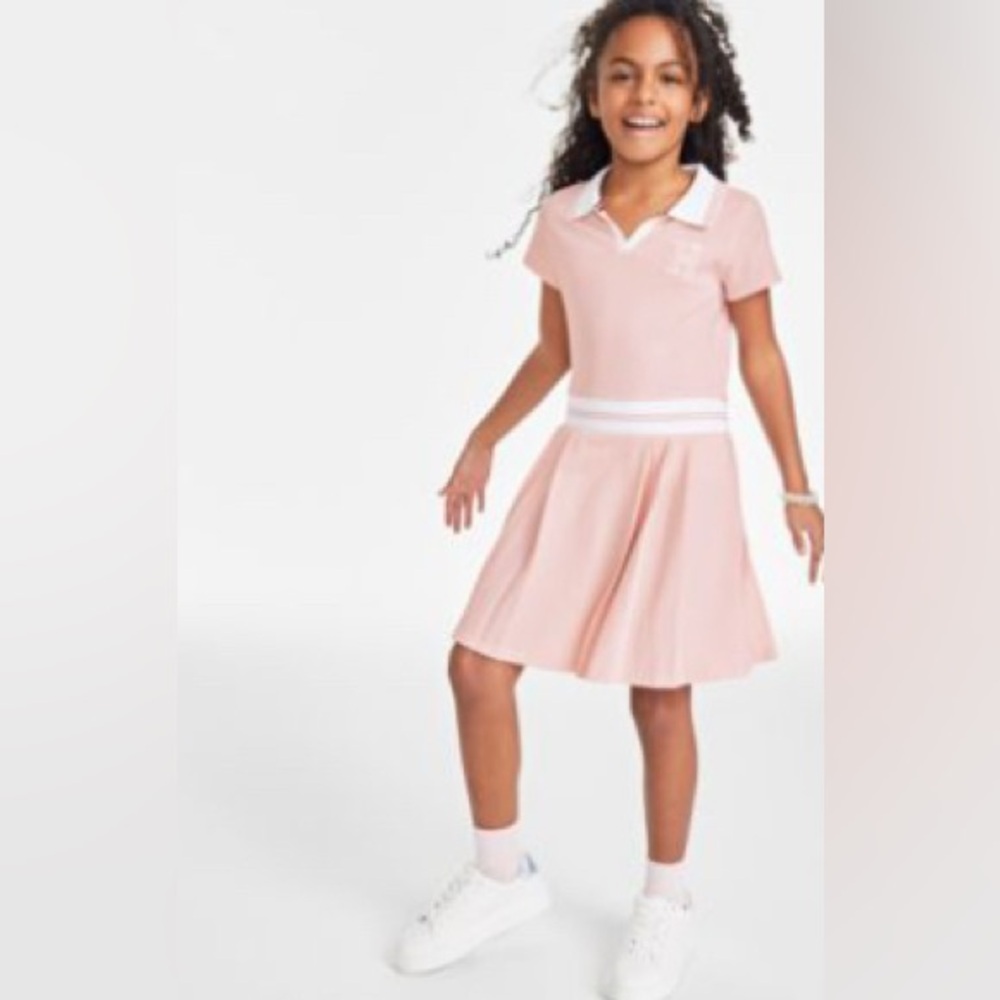 Girls Tipped Ribbed Short Sleeve Polo Dress. Like new.